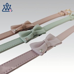 Pet Collar PU Leather Bow Adjustable Small Dog Cat Elegant <b>Rose</b> Gold <b>Light</b> Green <b>Light</b> Purple Solid Color - Product Image 4
