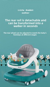 Trotteur musical pour bébé en forme de <span class=keywords><strong>lapin</strong></span>, anti-basculement, pour 6-18 mois, aide à l'apprentissage de la marche, peut être utilisé comme siège ou poussoir - Product Image 3