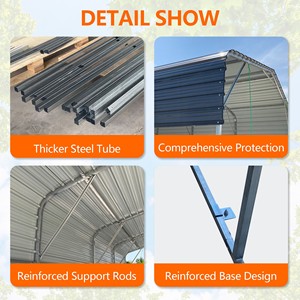 Exportación <span class=keywords><strong>de</strong></span> China Heavy Duty 11x19 FT Acero galvanizado Simple Puerta Carport Metal Marco <span class=keywords><strong>de</strong></span> techo Exterior Coche Camión Estacionamiento <span class=keywords><strong>Garaje</strong></span> Gris - Product Image 4