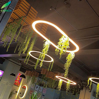 Plante verte LED Lampes suspendues Restaurant Lustre Moderne Lustres Ronds Cercle Anneau Pendentif Lumière