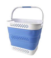 Panier à linge pliable classique rectangulaire 40L en plastique avec poignées, portable et peu encombrant – Meilleure vente