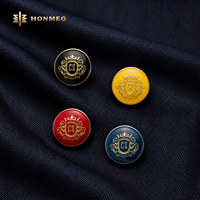 Kancing Logam Custom HONMEO Desain Logo Monogram Inisial Berlapis Enamel untuk Jas, Blazer, Seragam, Kancing Logam OEM ODM