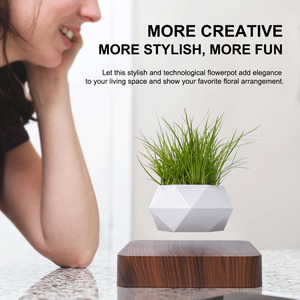 Pot de fleurs flottant en plastique blanc géométrique, décoration minimaliste de bureau pour la décoration intérieure du salon - Product Image 5