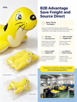 Bouée gonflable tendance 2026 en forme de phoque jaune de dessin animé avec poignées, jouet aquatique en PVC pour enfants et adultes, idéal pour les fêtes à la plage