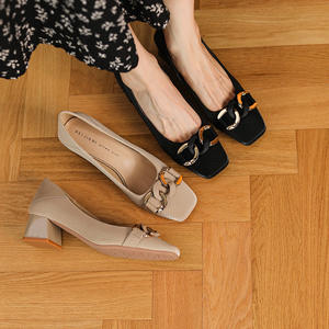 Décolleté da donna alla moda <span class=keywords><strong>con</strong></span> punta chiusa Grace <span class=keywords><strong>tacco</strong></span> alto e grosso <span class=keywords><strong>con</strong></span> fibbia in metallo <span class=keywords><strong>scarpe</strong></span> da lavoro per donna - Product Image 6