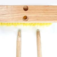 Brosse de nettoyage de sol innovante et écologique en bois massif naturel, robuste, pour éliminer la saleté, avec poignée ergonomique en PP jaune