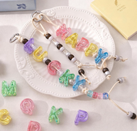 Perles de lettres en acrylique transparentes multicolores, perles alphabet à grand trou pour la fabrication de bracelets et de sangles de sacs DIY, fabrication de bijoux