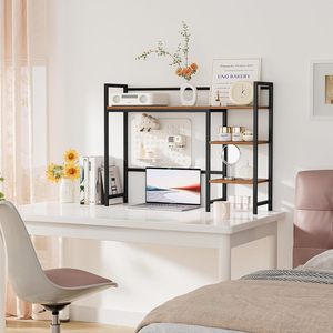 رف كتب معدني خشبي قابل للطي بأربعة مستويات بتصميم عتيق بلون بني للمكتب والمنزل وغرفة النوم - Product Image 5