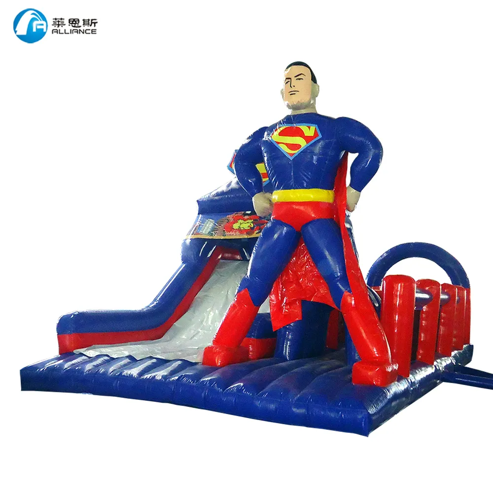 ออกแบบพิเศษ Combo สไลด์ Inflatable Superman สไลด์ฝ่าอุปสรรคสำหรับขาย