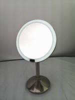 Bureau Rond 7X Grossissement Brossé En Acier Inoxydable À Piles Capteur Intelligent Miroir De Maquillage Éclairé