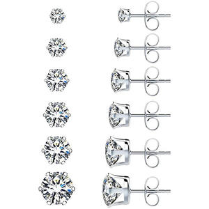 Pendientes Clásicos de Diamantes Redondos de 3mm con Engaste de Garra, Joyería Fina para Mujer - Product Image 1