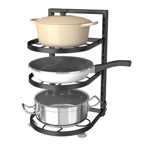Estante de Almacenamiento para Cocina de 4 Niveles, Organizador de Ollas Multifuncional, Estante de Pie Negro para Utensilios de Cocina - Product Image 1
