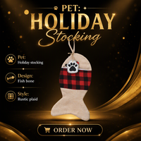 Chaussette de Noël personnalisée pour animaux de compagnie (chien, chat) avec nom et monogramme brodés, sac cadeau en coton en forme d'os avec boucle de suspension