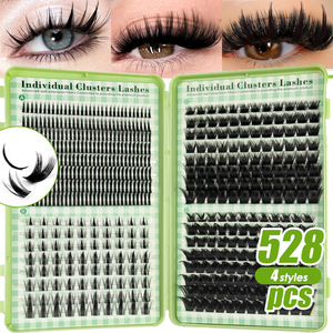 Extensiones de Pestañas en Racimos, Estilo Mixto, 8-18mm, Pestañas Individuales, Pestañas Postizas Esponjosas y Ligeras - Product Image 1