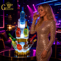 Seau à glace lumineux LED en plastique à 3 niveaux, empilable et librement combinable, pour service de bouteilles VIP en club de luxe