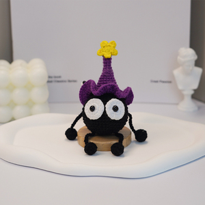 Llavero de <span class=keywords><strong>Ganchillo</strong></span> Amigurumi de Carbón, Colgante Tejido a Mano de Algodón PP, Adorno para Bolsos, Regalo para Llaves de Coche y Accesorios - Product Image 2