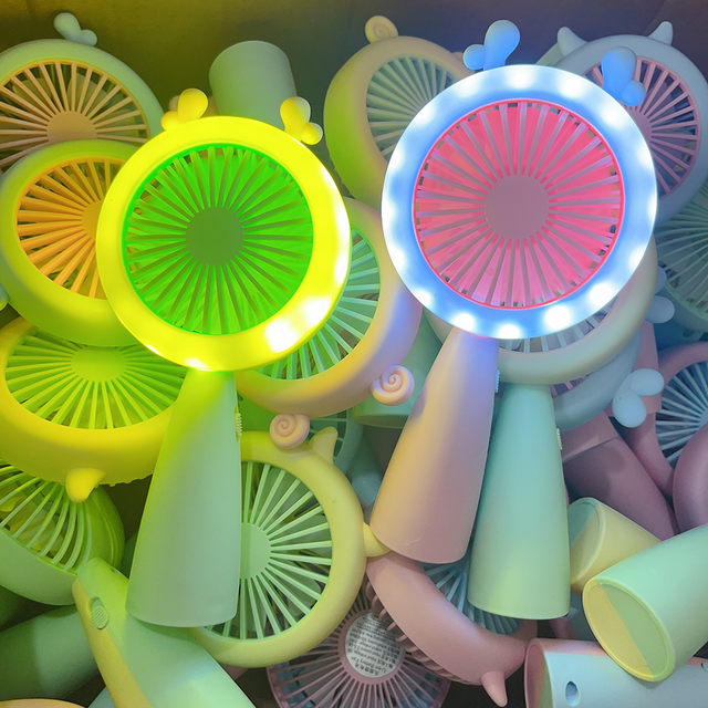 Summer Portable Handheld Led Light  Fan USB Charging Two Speed Silent Fan Private Label Eyelash Fan