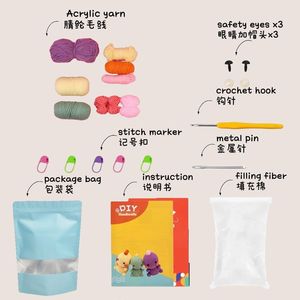 3 Màu Sắc Của Khủng Long Dễ Thương Thú Nhồi Bông Đan Kit 3 Trong 1 Bộ Kích Thước Trung Bình Búp Bê Làm Sáng Tạo Dán Đồ Chơi Cho Tự Làm Hoby - Product Image 3