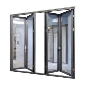 WANJIA-puerta plegable biplegable de aluminio y vidrio seguro