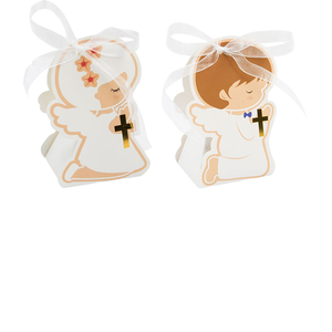 Boîtes en carton pour petits bonbons sur le thème du baptême, rubans pour baptême, première communion, cadeaux de fête - Recyclables, pliables - Product Image 1