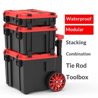 Boîte à outils modulaire professionnelle empilable avec roulettes, étanche, résistante aux chocs, valise rigide roulante pour kit de matériel d'électricien