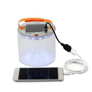 USB & Solar Panel charging LED light Foldable Camping light Mobile phone Power Bank Waterproof Camping Lamp for outdoor