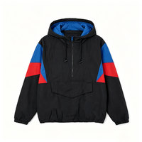 Chaqueta Cortavientos con Capucha y Media Cremallera para Hombre, Diseño Personalizado con Bloques de Color, Resistente al Agua, Transpirable, Ecológica, Ropa Urbana de Primavera, ODM OEM