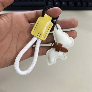 Wholesale French Bulldog <b>Keychain</b> Braided Rope Personalized PU Leather <b>Keychain</b> Car Key Accessory <b>Custom</b> Logo Bag Charm <b>Keychain</b> - Product Image 3