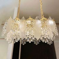 Lampe suspendue en feuille de verre dorée de luxe française, lustre décoratif moderne à LED avec service d'installation
