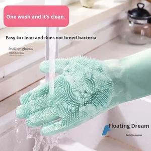 Gants ménagers en silicone épais, imperméables et résistants à la chaleur, couleur personnalisée, longue durée, pour la vaisselle, le bain et le toilettage des animaux - Product Image 2