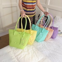Tas Tote Wanita Transparan PVC Jelly Kapasitas Besar Langsung dari Pabrik untuk Musim Panas dengan Logo Kustom-ODM