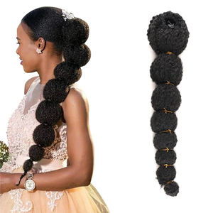Kinky Afro Puff Extensión de cola de caballo para mujeres negras 18 24 pulgadas Linterna larga Burbuja Cordón Falso Pigtail Pieza de cabello sintético - Product Image 1