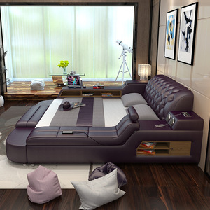 Italian King Size <strong>Bed</strong> Wood Multi Function Storage European Style Postmodern Luxurious Bedroom - Product Image 5