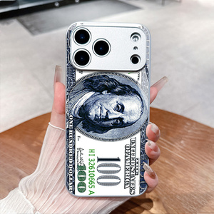 Funda para <span class=keywords><strong>iPhone</strong></span> 17 Pro Max con Diseño de Billete de Cien Dólares, Nueva Funda Protectora Unisex de Vidrio Templado Anti-caídas con Cobertura Total - Product Image 2