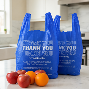 Bolsa de Plástico Tipo Camiseta para Compras, con Impresión Personalizada de 'Gracias' <span class=keywords><strong>y</strong></span> 'Que Tenga un Buen Día', para Restaurantes <span class=keywords><strong>y</strong></span> Comida para Llevar, Precio Económico al por Mayor - Product Image 5
