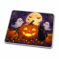Hadiah Mouse Pad 240X200Mm Tebal 2Mm Halloween Gaming Lucu Labu Hantu Cetak Anime Alas Kain Anti Selip Alas Busa PU Seram