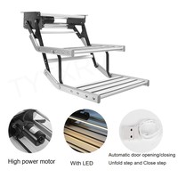HEYRV Caravan Accessories RV Step avec lumière LED en alliage d'aluminium épaissi pliant électrique double couche