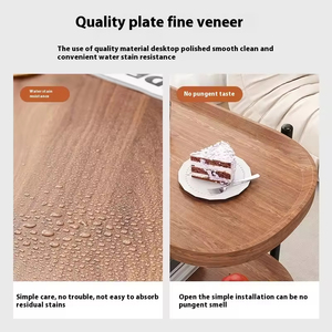 Bàn góc phòng khách Bắc Âu Bàn cà phê nhỏ có bánh xe di chuyển màu óc chó sofa lưu trữ giá bàn bên - Product Image 3