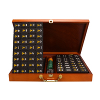 Jeu de tuiles de Mahjong en bois noir africain (144 pièces) – Sculptures multi-tailles avec emballage