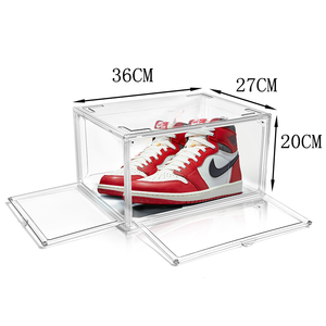 Scatole Porta Scarpe XXL 8 Pezzi – Contenitori In Plastica Trasparente Con Apertura Frontale E Magnete – Impilabili Per Sneakers (36,8x28x21,6 Cm)