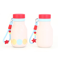 Bouteille d'eau isotherme en acier inoxydable à pois mignons de 480 ml, thermos en forme de pot à lait avec sangle de transport perlée en forme d'étoile