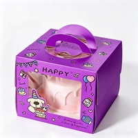 Boîte à gâteau d'anniversaire avec fenêtre transparente en PET, poignée portable, emballage pour desserts, pâtisserie, boîte de boulangerie, impression de logo personnalisé, emballage cadeau pour les fêtes