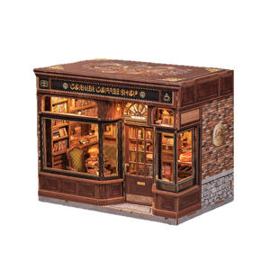 Hecho a mano Mini 3D Pop-Up House PC Material <span class=keywords><strong>de</strong></span> madera DIY Asamblea Escena <span class=keywords><strong>de</strong></span> madera <span class=keywords><strong>de</strong></span> Street Corner Coffee Shop Idea <span class=keywords><strong>de</strong></span> regalo - Product Image 6