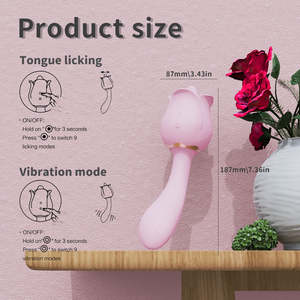 Volwassenen seksproduct roosvormige stimulator bloemvibrator voor vrouwen 2-in-1 likkende clitoris toy roosvibrator - Product Image 2