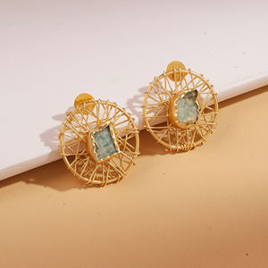 Classic Geometric Brass <b>Earrings</b> With Crystal And Rhinestone Embellishment For Women Handcrafted Statement Jewelry For Wedding - Product Image 4