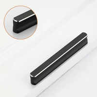 Poignées de tirage bicolores en aluminium extrudé, finition noir mat et argent, biseautées CNC, pour quincaillerie de meubles de cuisine et armoires sur mesure
