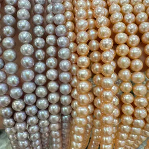 High quality Natural Pink purple gray white colors freshwater pearl 8-11 mm loose pearl strands for wholesale