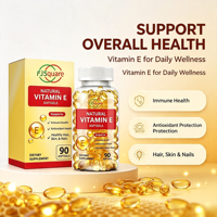 FJSquare Bulk Animate Capsules d'huile de vitamine E 180 unités 1000 UI, Complément cutané hydratant, Gélules molles de vitamine E pour la croissance des cheveux et le visage