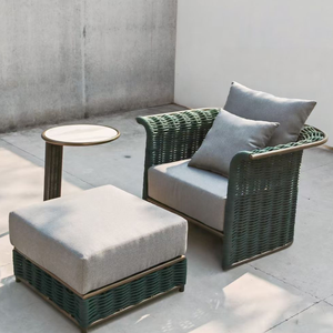 Ensemble de canapés en rotin tressé pour <span class=keywords><strong>jardin</strong></span> extérieur, cadre en aluminium, coussin résistant au soleil, chaise longue de salon pour villa et hôtel - Product Image 6
