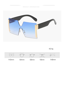 Siamese <b>Frameless</b> Gradient Sunglasses with Fashion Big <b>Frame</b> with Different Colors - Product Image 6